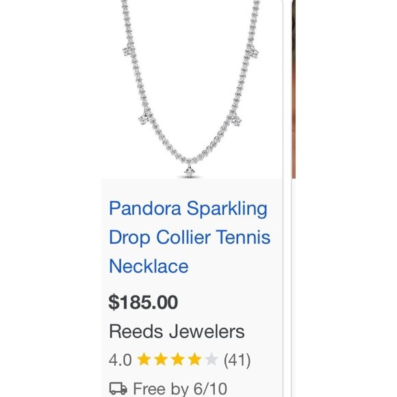 Pandora Sparkling Drop Collier Tennis Necklace - Picture 9 of 9